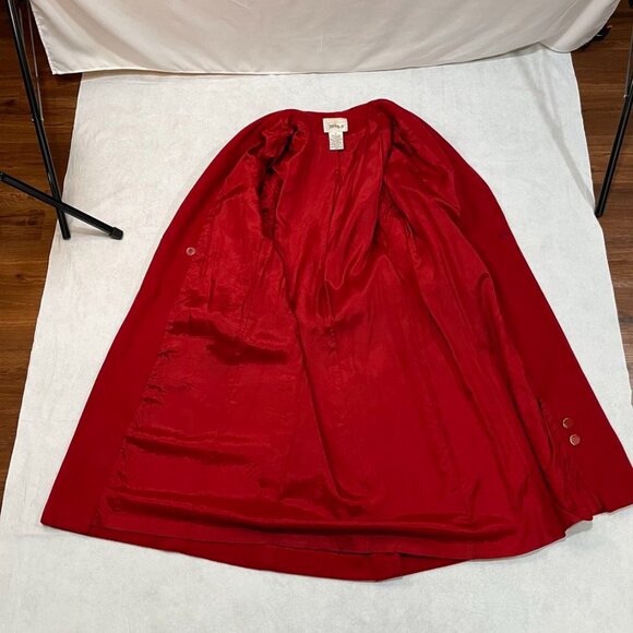 Worthington Red Wool Blend Double Breasted Long Coat Vintage Size 10 - Picture 4 of 13